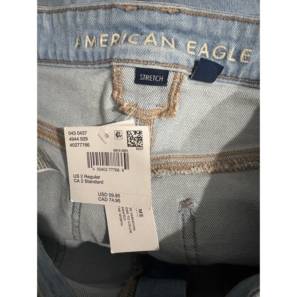 American Eagle Stretch Super High Rise Baggy Wide Leg Jean Womens 2 Regular Blue - Picture 4 of 7